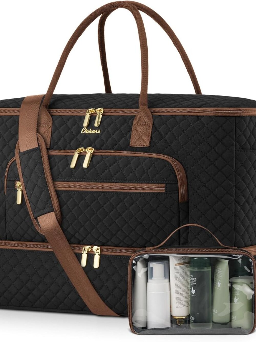 Travel Duffle Bag, Wide Open Large Weekender Bag for Women with Shoe Compartment